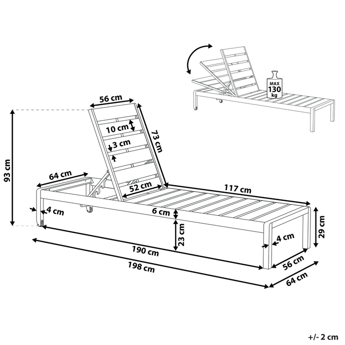 Beliani - NARDO - Ligstoel - Zwart - Aluminium