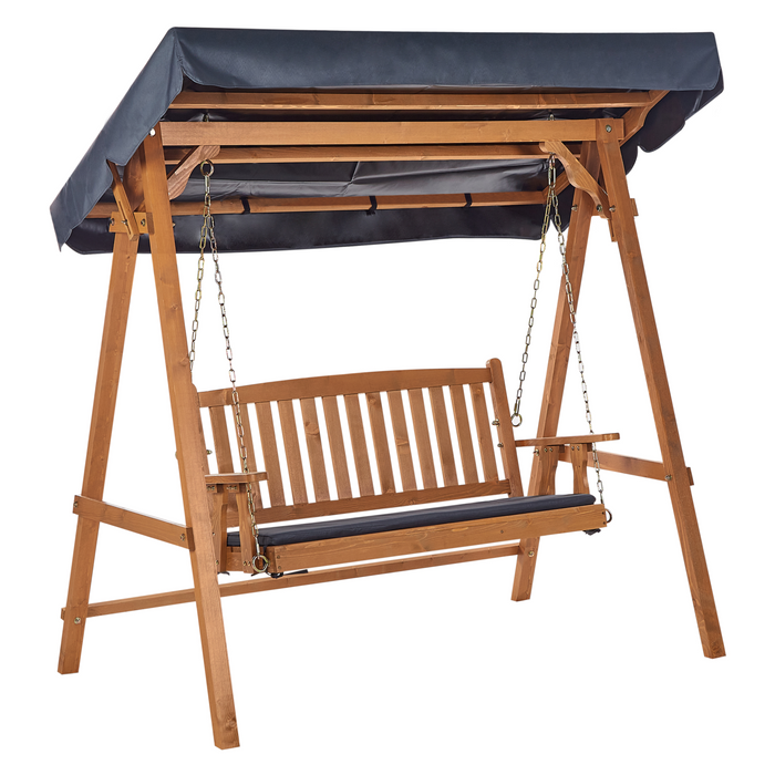 Beliani - FIBBIALLA - Schommelbank - Donkergrijs - Vurenhout