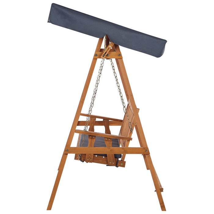 Beliani - FIBBIALLA - Schommelbank - Donkergrijs - Vurenhout