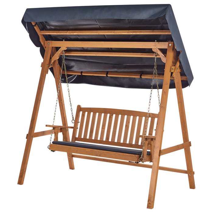 Beliani - FIBBIALLA - Schommelbank - Donkergrijs - Vurenhout