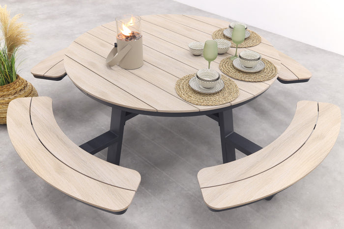 Garden Impressions Sarria picknick set Ø148 x 75 - donker grijs