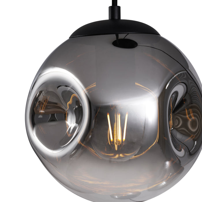 QAZQA Art deco hanglamp zwart met ovale plafondplaat en smoke glas