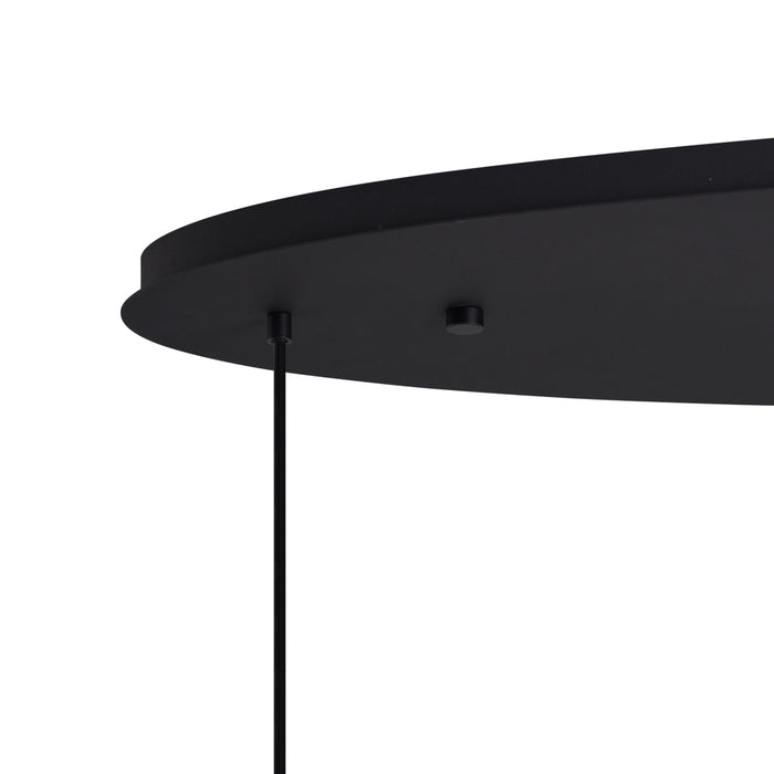 QAZQA Art deco hanglamp zwart met ovale plafondplaat en smoke glas