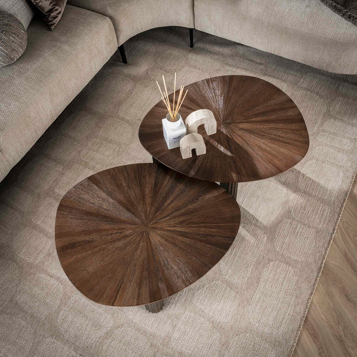 Giga Meubel - Salontafel - Driehoekig - Set Van 2 - Teakhout - Maya