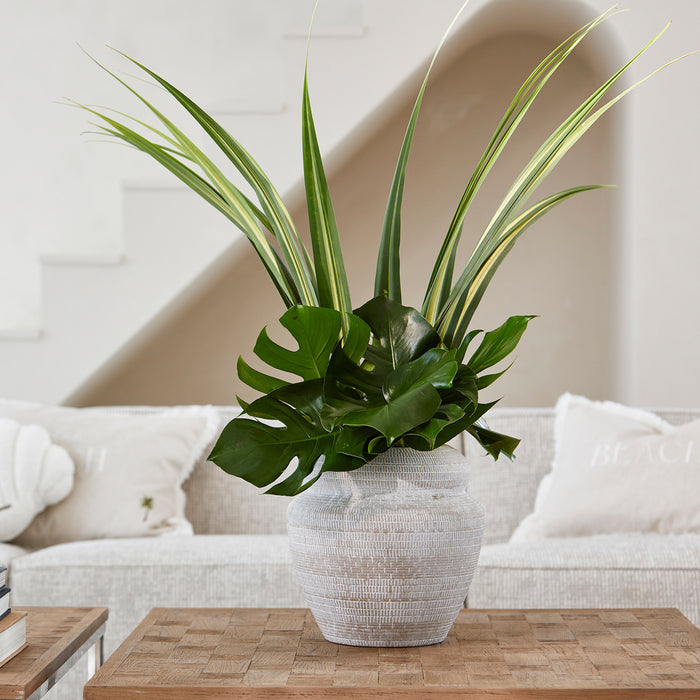 Riviera Maison Vaas Wit - Porlezza Bloemenvaas   - Keramiek, Steengoed