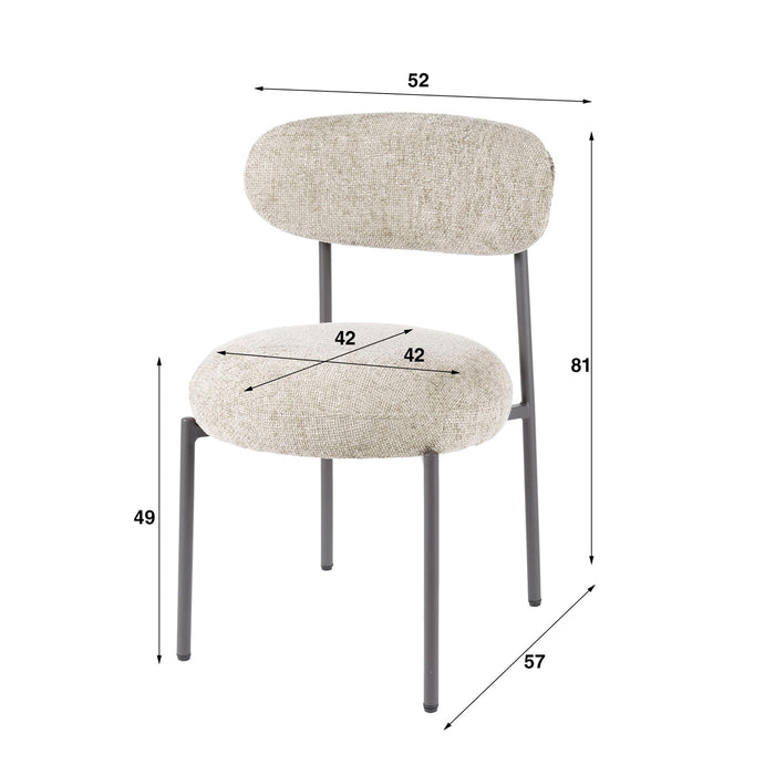 Giga Meubel - Eetkamerstoel Zand - 52x57x81cm - Round Tissee - Set van 2
