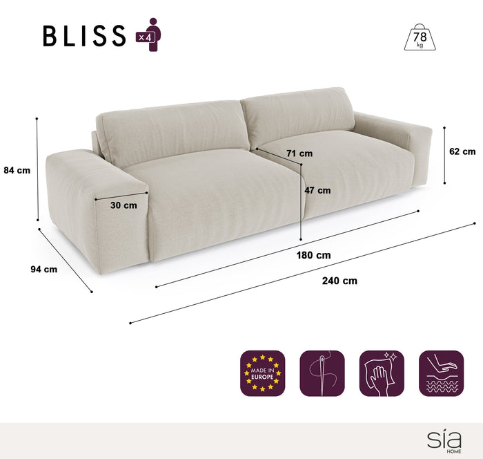 4-zits corduroy bank XXL zwart 220cm