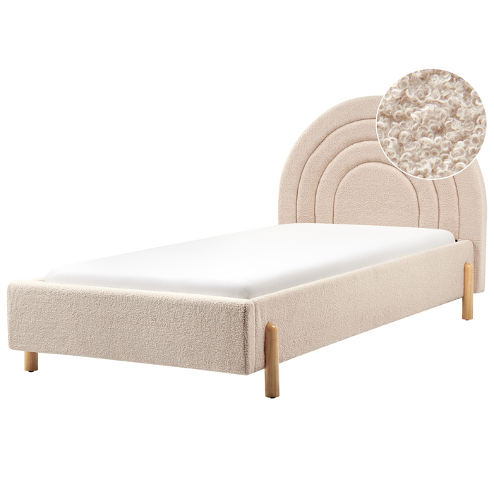 Beliani - ANET - Bed - Beige - 90 x 200 cm - Bouclé