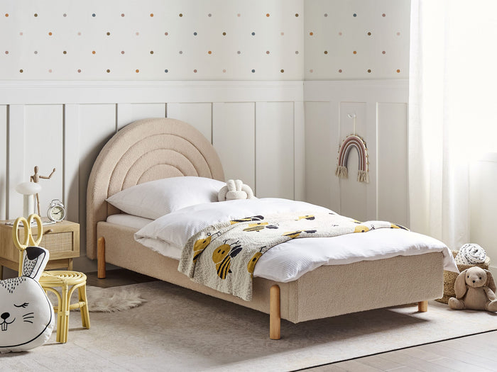 Beliani - ANET - Bed - Beige - 90 x 200 cm - Bouclé