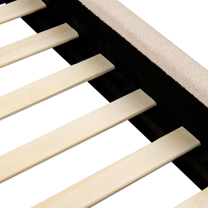 Beliani - ANET - Bed - Beige - 90 x 200 cm - Bouclé