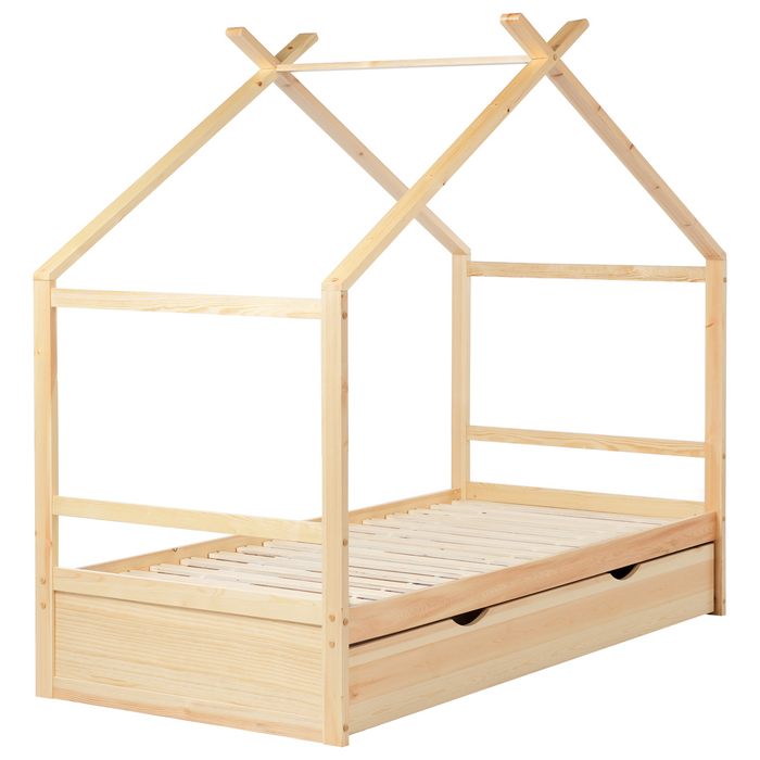 Beliani-ORGEVAL-Daybed voor kinderen-Lichtbruin-90 x 200 cm-Grenenhout