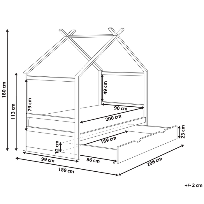 Beliani-ORGEVAL-Daybed voor kinderen-Lichtbruin-90 x 200 cm-Grenenhout