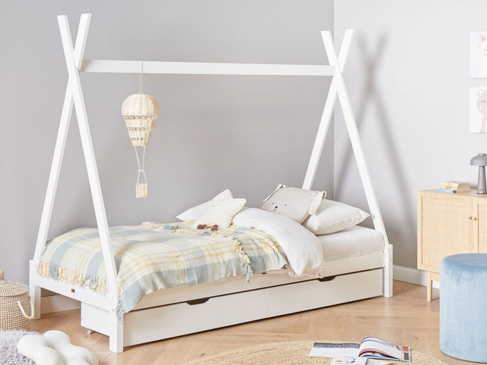 Beliani-DEVAY-Kinderbed met opbergruimte-Wit-90 x 200 cm-Grenenhout