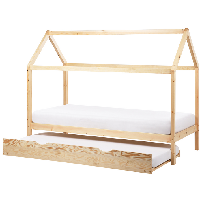 Beliani - CRILLON - Onderschuifbed - Lichtbruin - 90 x 200 - Hout