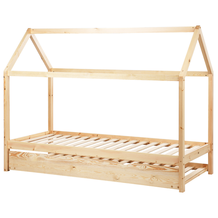 Beliani - CRILLON - Onderschuifbed - Lichtbruin - 90 x 200 - Hout