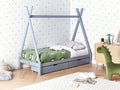 Beliani-DEVAY-Kinderbed met opbergruimte-Grijs-90 x 200 cm-Grenenhout