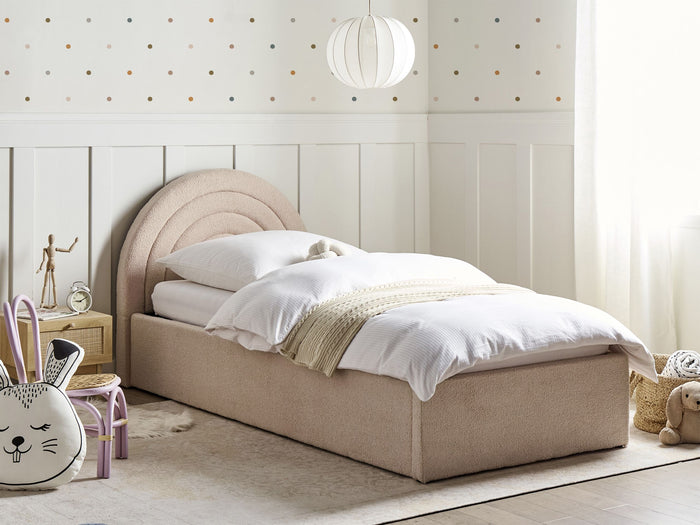 Beliani - ANET - Bed met opbergruimte - Beige - 90 x 200 cm - Bouclé