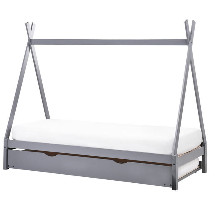 Beliani-TALMONTIERS-Onderschuifbed-Grijs-90 x 200 cm-Grenenhout