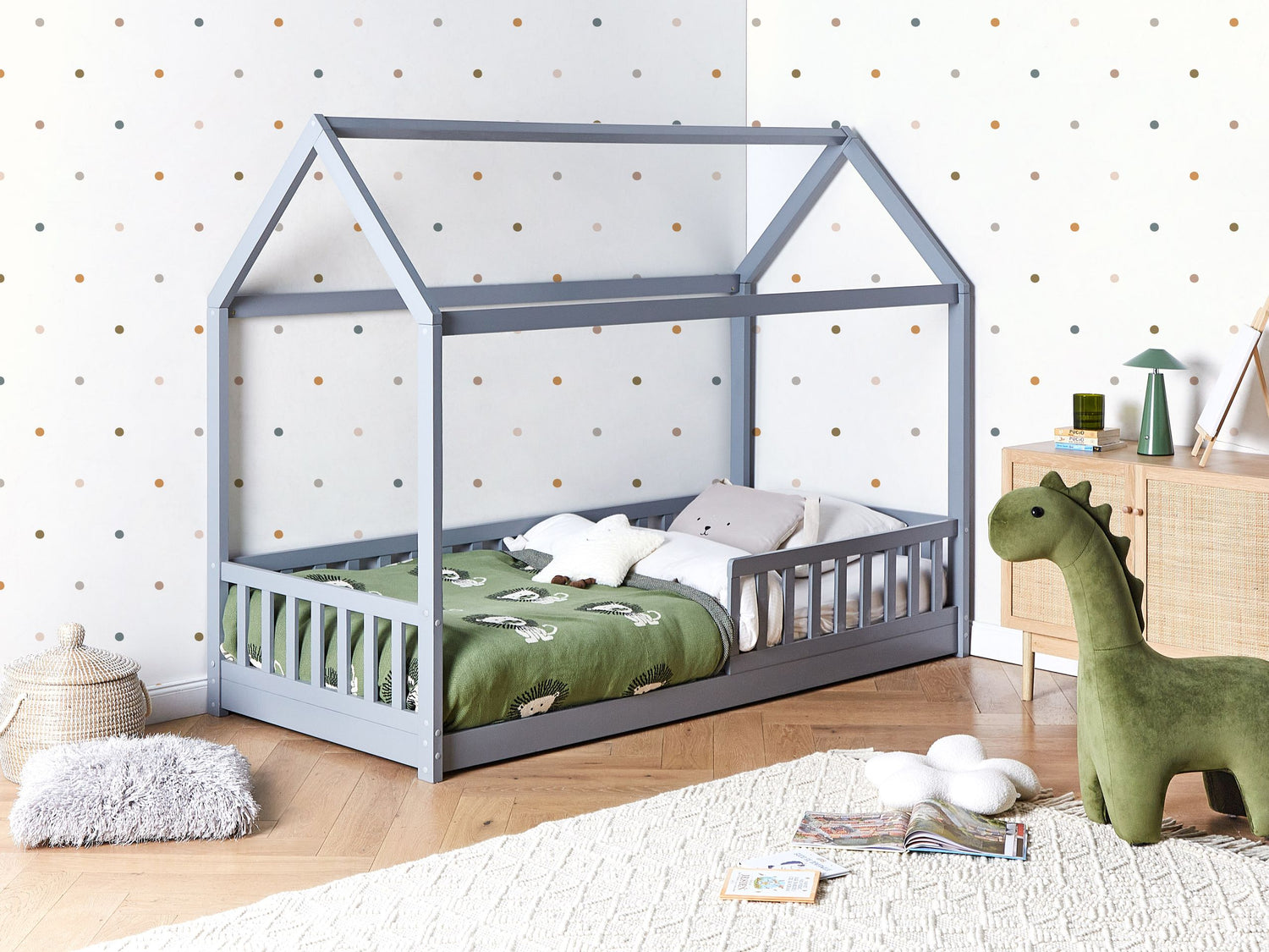 Beliani - COSSAYE - Kinderbed - Grijs - 90 x 200 cm - Grenenhout