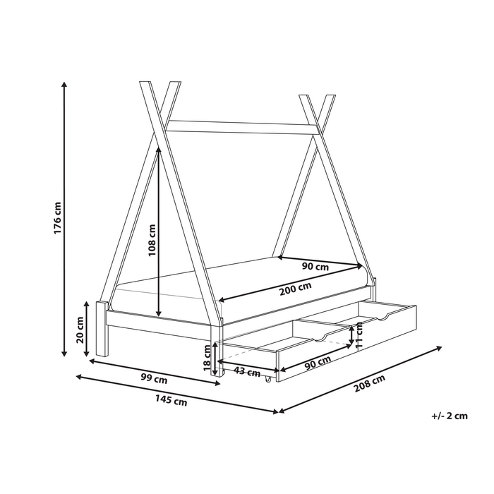 Beliani - DEVAY - Kinderbed - Lichtbruin - 90 x 200 cm - Dennenhout