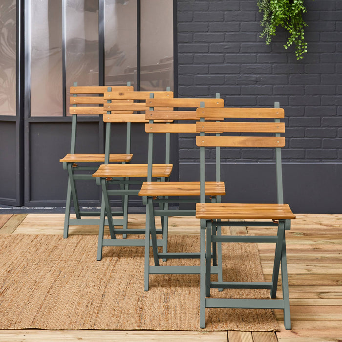 sweeek - Vouwbare acacia tuinstoel (Set van 4)