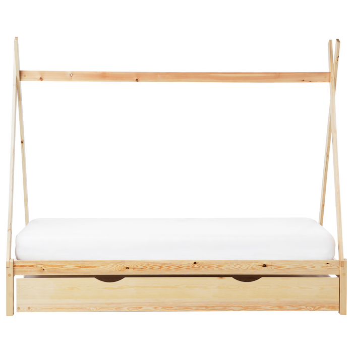 Beliani-TALMONTIERS-Onderschuifbed-Lichtbruin-90 x 200 cm-Grenenhout