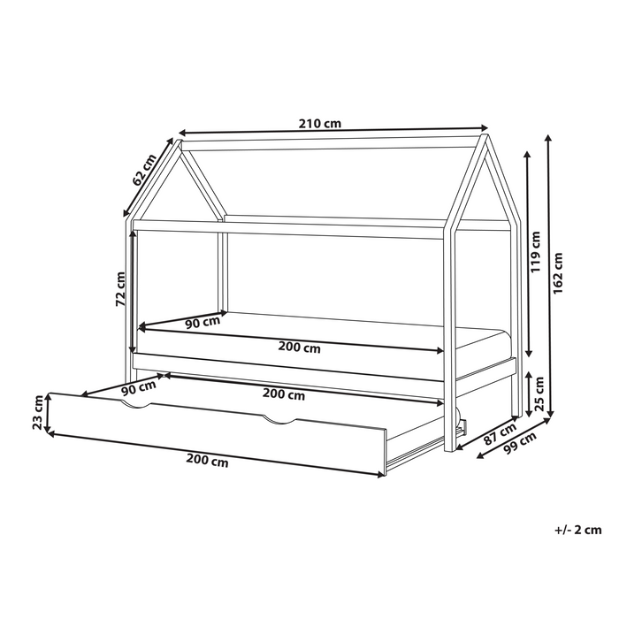 Beliani - CRILLON - Onderschuifbed - Wit - 90 x 200 - Hout