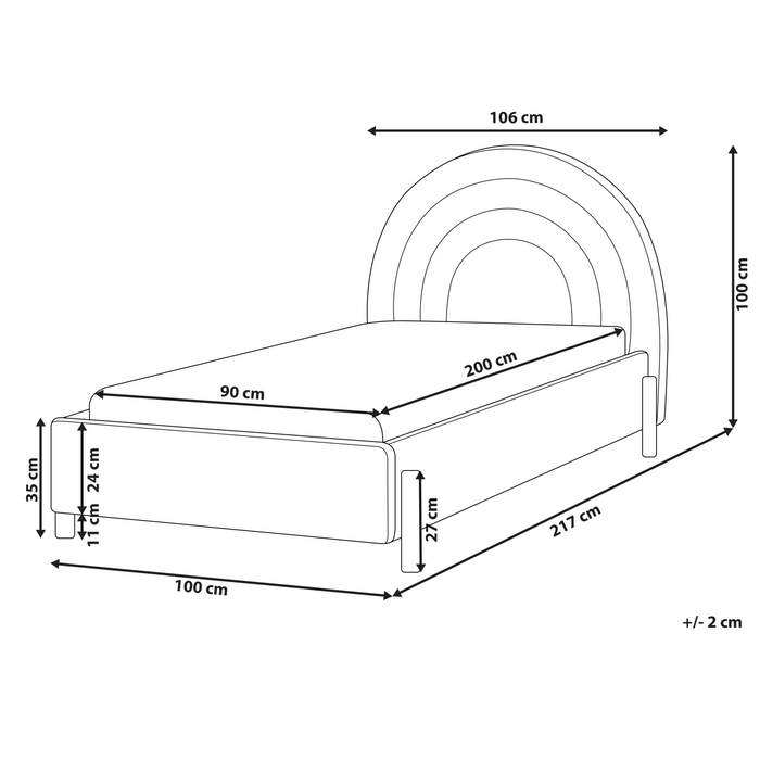 Beliani - ANET - Bed - Gebroken wit - 90 x 200 cm - Bouclé