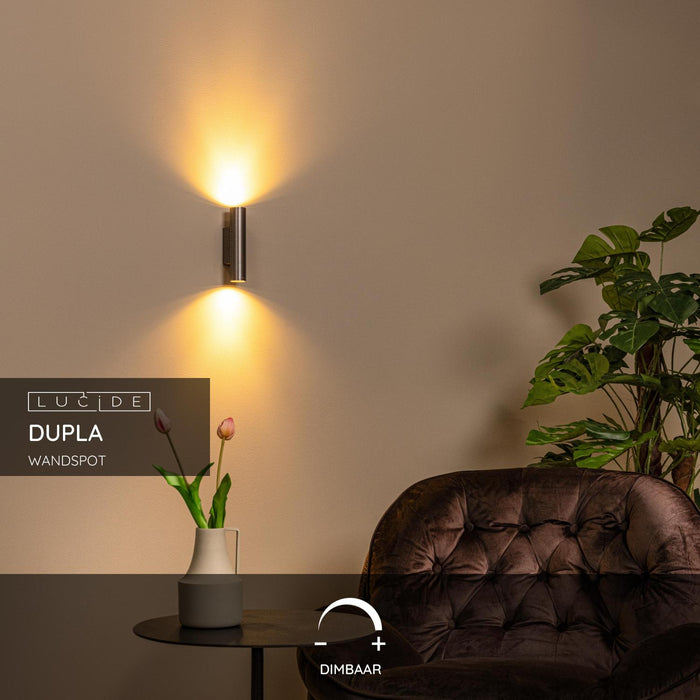 Lucide DUPLA Wandspot - Grijs ijzer