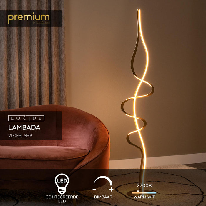 Lucide Premium LAMBADA Vloerlamp - Mat Goud | Messing