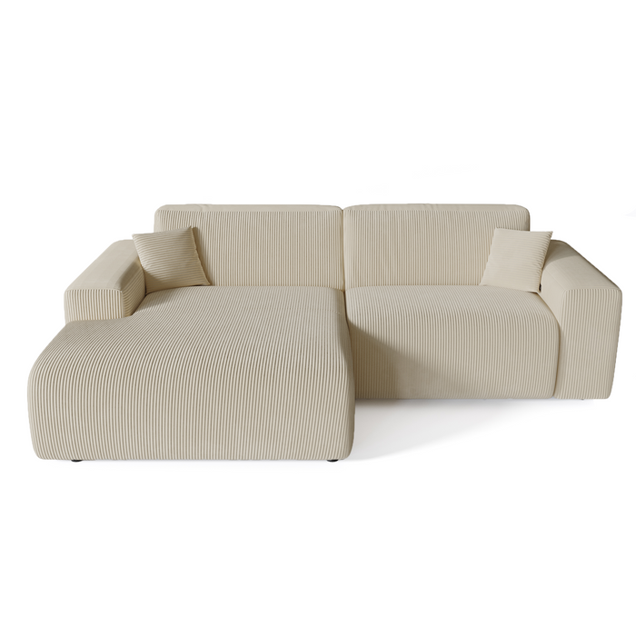 Beige corduroy linkerhoek elektrische relaxbank