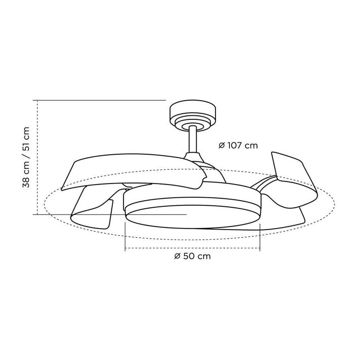 CristalRecord Plafondventilator Batan WIFI Ø 107 cm hout wit