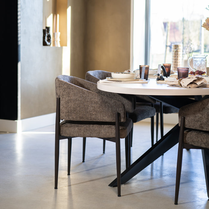 Bronx71 Eetkamerstoel Bret gemêleerde stof off white|bruin