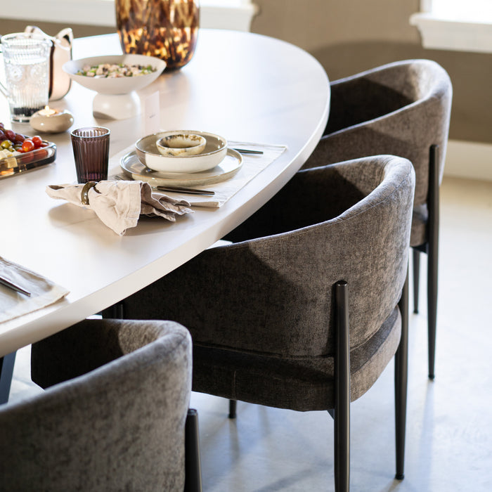 Bronx71 Eetkamerstoel Bret gemêleerde stof off white|bruin