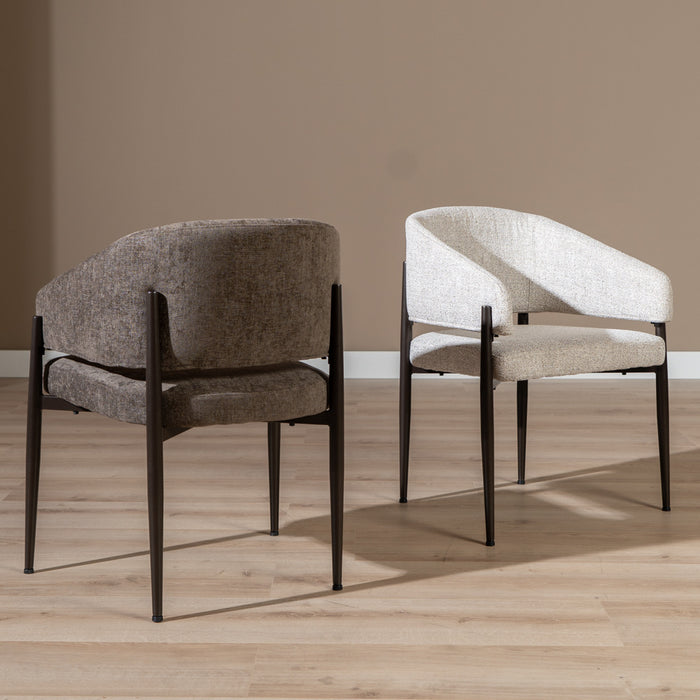 Bronx71 Eetkamerstoel Bret gemêleerde stof off white|bruin