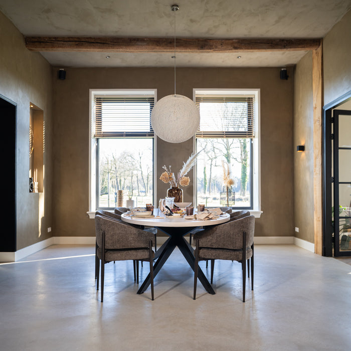 Bronx71 Eetkamerstoel Bret gemêleerde stof off white|bruin