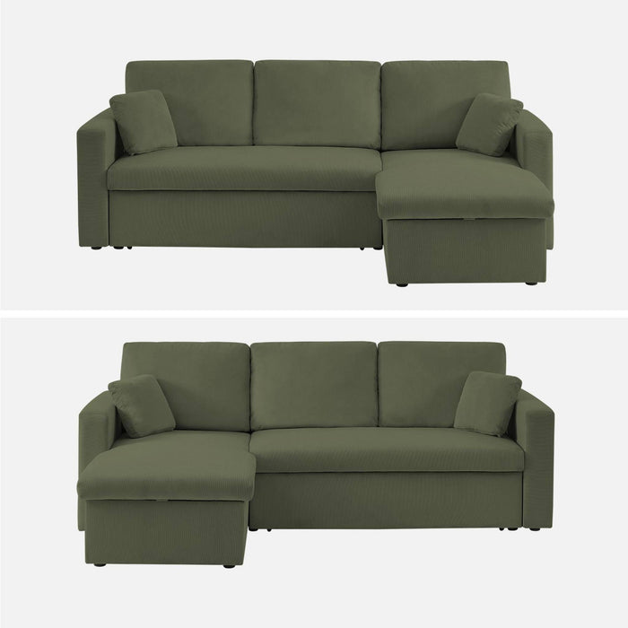 sweeek - Corduroy hoekslaapbank, 3-zits