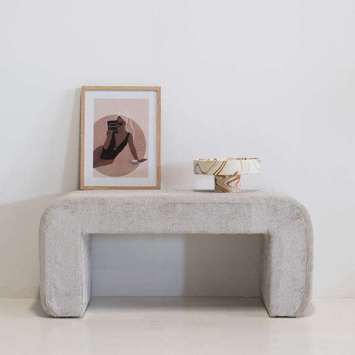 Giga Meubel - Halbankje Beige Stof - 99x38x46cm - Sera