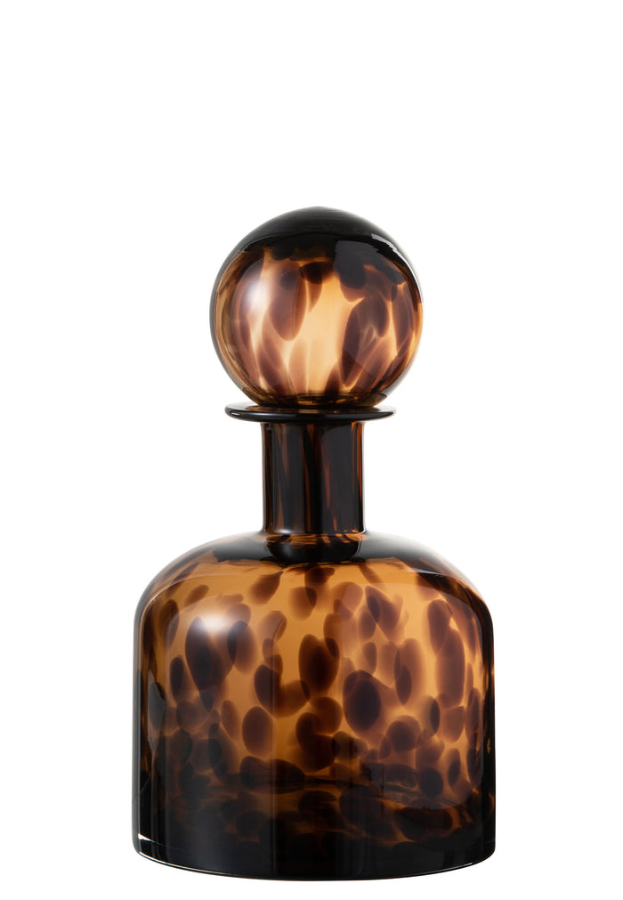 J-Line decoratie Fles + Stop Spikkel - glas - bruin|zwart - small