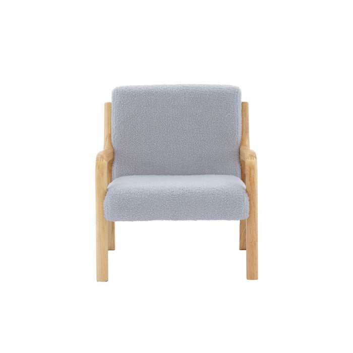 sweeek - Scandinavische kinderfauteuil in hout en boucléstof