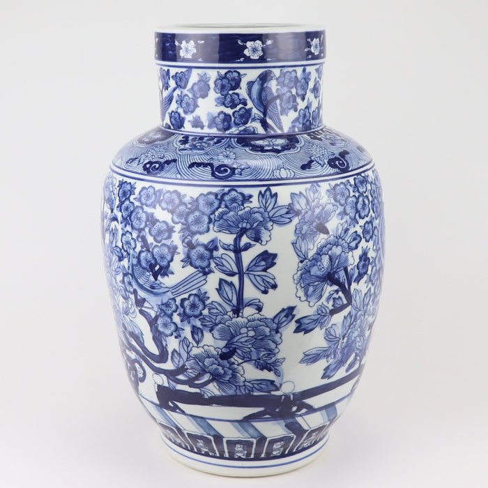 Fine Asianliving Chinese Vaas Blauw Wit Porselein