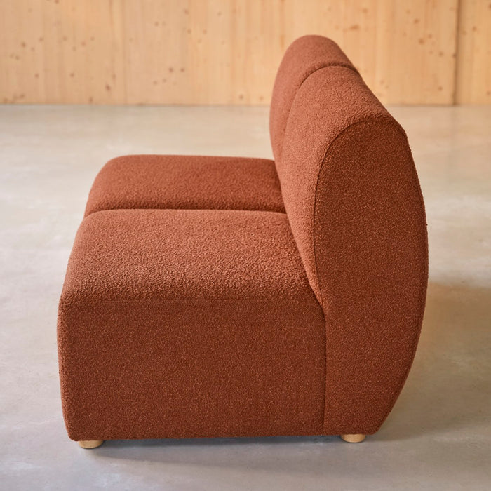 Tikamoon - Modulaire 2-zitsbank van massief acacia en terracotta stof