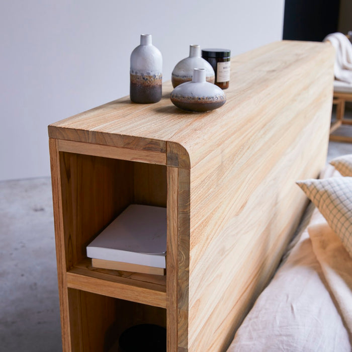 Tikamoon - Hoofdbord met opbergruimte van massief teakhout 165 cm