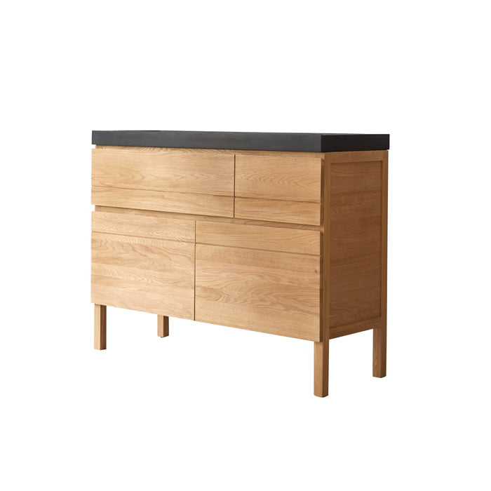 Tikamoon - Massief eikenhouten en lavastenen badkamermeubel 120 cm