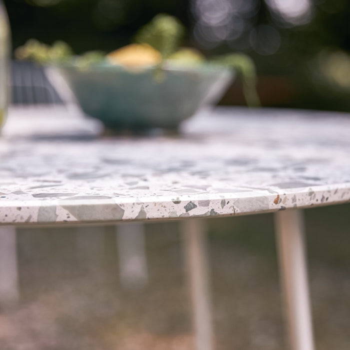 Tikamoon - Ronde tuintafel in premium terrazzo en groen metaal 4 p.