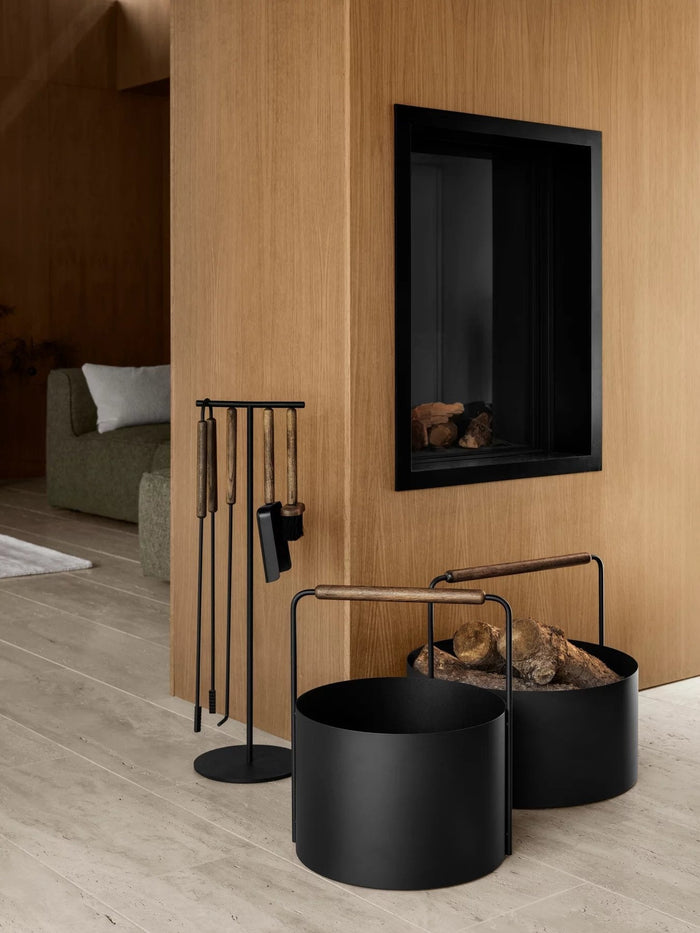 Ashidelige Openhaardset Brown Oak | Zwart | Bruin