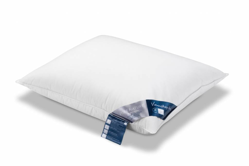 Pure Nature Hoofdkussen Driekamer 90 | 60 cm x 60 cm | Wit | Dons
