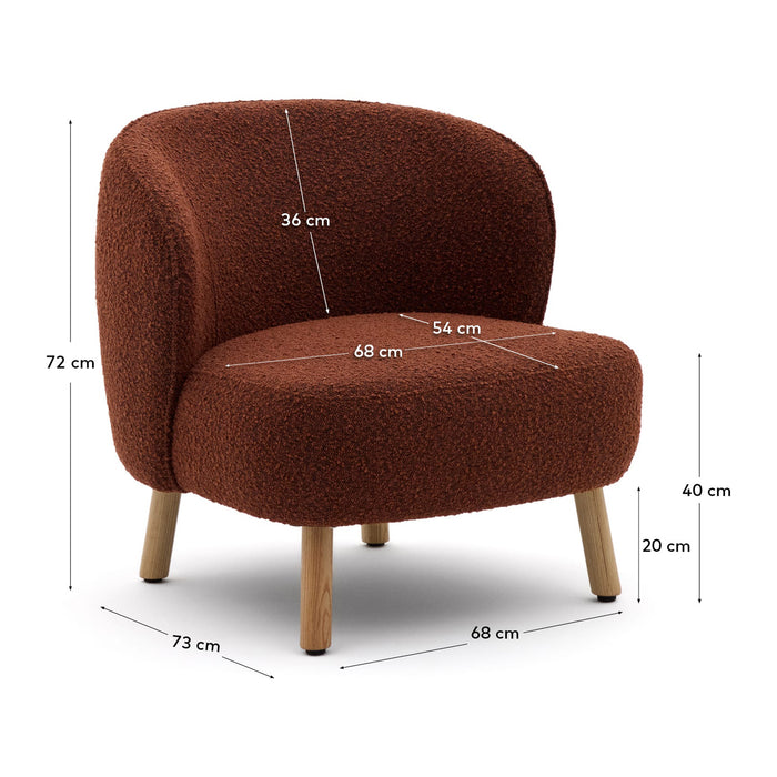 Kave Home Ulit Fauteuil - Bouclé - Terracotta