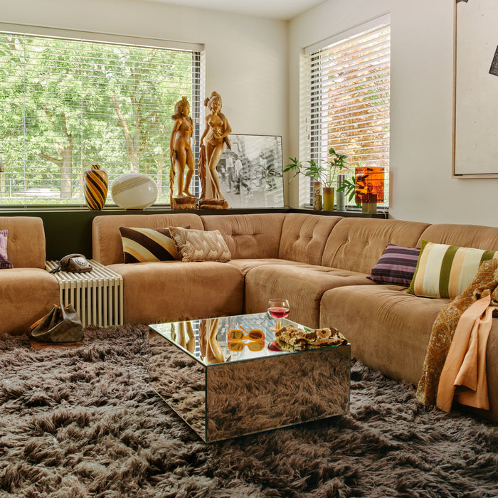 HKliving Vint Bank Element - 1,5-zitsbank Middenstuk - Corduroy Rib - Bruin