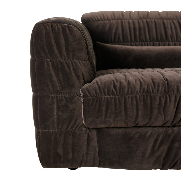 HKliving Club 4-zitsbank - Royal Velvet - Espresso